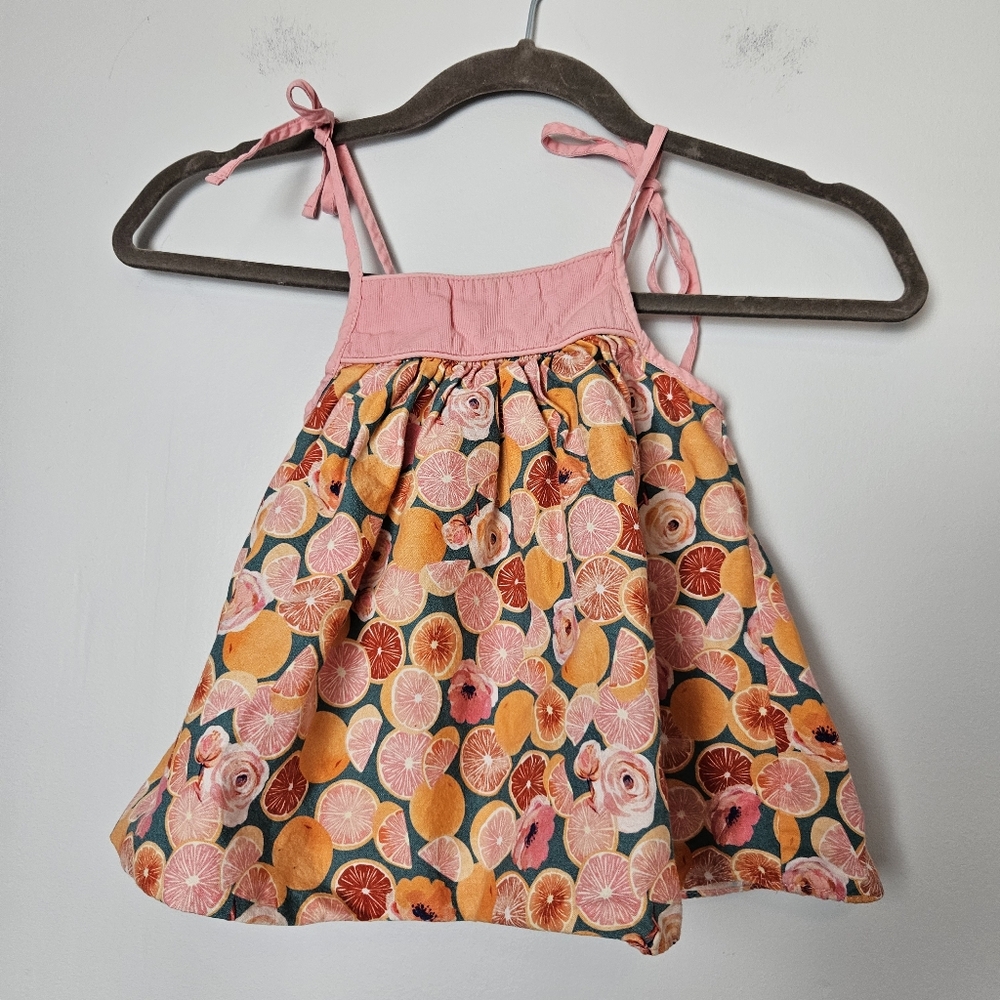RICRAC & RUFFLES Citrus Tunic Tie Straps 4T 100% Cotton Pink Orange